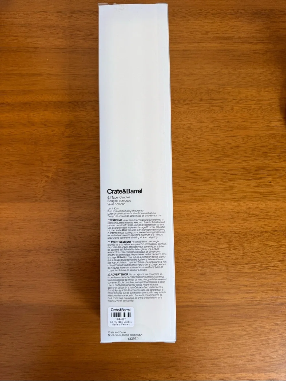 Crate & Barrel Ivory Tapered Candles